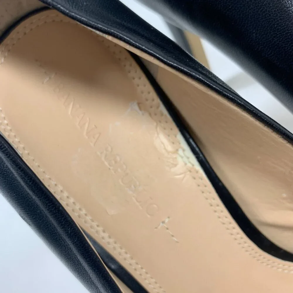 Banana Republic Two Tone Stiletto Heels Black Leather & Suede Pointy Toe Size 10